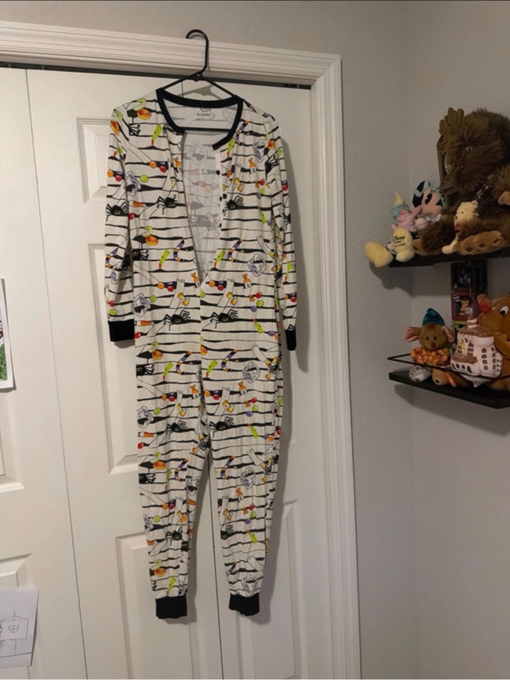 Old Navy White Striped Onesie Pajamas - Halloween!